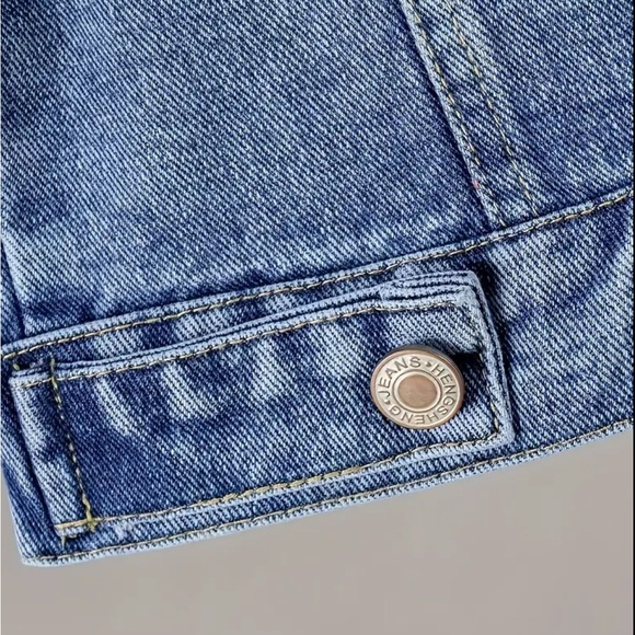 Kids Denim Jacket with Lace Bow size 3/4 - Picture 3 of 9